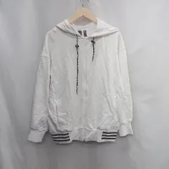 ◇ ⊇ adidas アディダス 無地 長袖 ジップパーカー サイズO ホワイト系 メンズ E  【1504210005613】