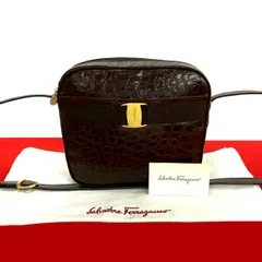 極 美品 希少品 Salvatore Ferragamo サルヴァトーレフェラガモ ヴィンテージ ヴァラリボン レザー 本革 ショルダーバッグ ブラウン 913-6