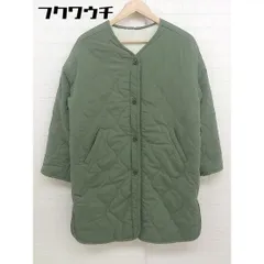 ■ EQUL エクル リバーシブル 裏ボア キルティング 長袖 ノーカラー コート サイズM カーキ ホワイト系 レディース  【1112010020936】