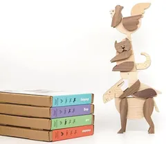 TSマネジメント ESNAF TOYS マグネット 積み木 手作り 知育 インテリア 木製 天然木 Brementown Musicians ブレーメン音楽隊 4種セット