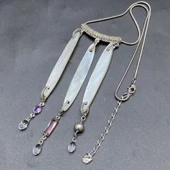 N162 美品 SWAROVSKI スワロフスキー ラインストーンネックレス レディースアクセサリー シェル貝 シルバーカラーボリューム ジュエリー
