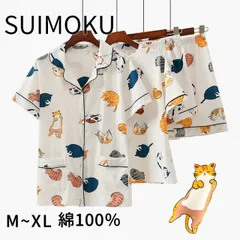スイモク ネコ柄 パジャマ 綿100％ 半袖 ルームウェア セット レディース 上下セット ショートパンツ 部屋着 薄手 柔らかい お肌に優しい きれいめ 大人 カジュアル ネコ 猫 ゆったり 家族揃い 5677471【水沐良品】