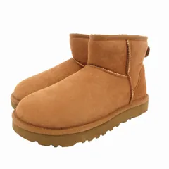 アグ UGG クラシックミニ 2 CLASSIC MINI II ムートンブーツ ショート ロゴ スエード US6 23cm ベージュ 1016222 /GV