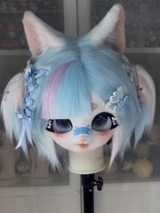 着ぐるみヘッド 猫 紺 全頭ヘッド ケモノ マスク ファースーツ