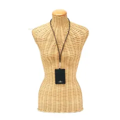 コーチ COACH IDケース クロスグレインレザー 57311 ネックストラップ パスケース カードケース 首掛け レディース メンズ ブラック / ゴールド 美品 中古 mbe02018