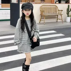 ワンピース キッズ トレーナー ロング 長袖 薄手 英文字 女の子 子供服 ジュニア トレーナーワンピース 春 秋 小学生 中学生 ガールズ 子供服 おしゃれ かっこいい 可愛い ファッション 子ども服 KWFC078(120-170)