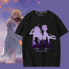 四月は君の嘘 アニメ 宮園かをり・椿・公生 ショートスリーブ T シャツ 夏用 綿素材 ルーズフィット 男性用