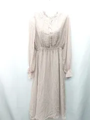 ◇ ⊂ OLIVE des OLIVE オリーブ デ オリーブ 内側総柄 長袖 ロング丈 ワンピース サイズF ブラウン系 レディース E  【1409100020823】