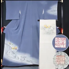 【特選】 人間国宝 羽田登喜男 鴛鴦 訪問着と袋帯のセット 落款入り リサイクル着物 リサイクル訪問着 【送料無料 中古】【リサイクル 訪問着 リサイクル着物 仕立て上がり 正絹 広巾 訪問着 セット 結婚式 】のサムネイル