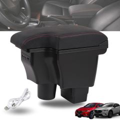 マツダ CX-3 DK5/デミオ DJ3 DJ5 対応 アームレスト コンソールボックス USBポート付 (レッドライン)