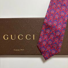 美品 GUCCI グッチ シルク 100％ レッド 254-649