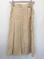 ◇ Θ le.coeur blanc ルクールブラン ロング ベルトツキ ラップ プリーツ スカート サイズ38 ベージュ レディース E  【1507010007382】