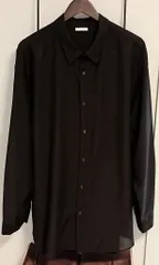 GU イージーケアシアーオーバーサイズシャツ(長袖) XXL ブラック