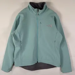 古着 ザ・ノースフェイス THE NORTH FACE ナイロンジャケット ソフトシェルジャケット ワンポイントロゴ フルジップ L  グリーン系 レディース