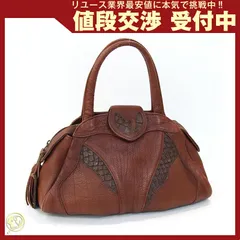 イビサ ハンドバッグ ブラウン レザー パイソン 中古