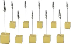 TradeWind スワイヤー メモクリップ メモスタンド カードホルダー カードスタンド 名刺 写真 メニュー ポップ キューブ型 ワイヤータイプ 机上用品 卓上 販促 10個セット(ゴールド)