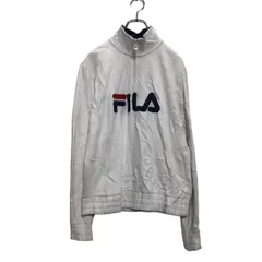 FILA ハーフジップ ロゴスウェット トレーナー S ホワイト フィラ 裏起毛 古着卸 アメリカ仕入 a606-5348
