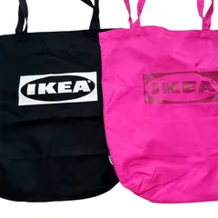 IKEA トートバッグ EFTERTRÄDA ブラック/ピンク 内ポケット付き 大容量 エコバッグ ショッピングバッグのサムネイル