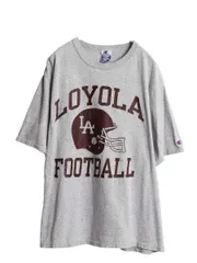 【お得なクーポン配布中!】 90s チャンピオン 3段 カレッジ フットボール プリント Tシャツ メンズ XL オールド カットソー 大きいサイズ ヘビーウェイト 目付き 杢灰