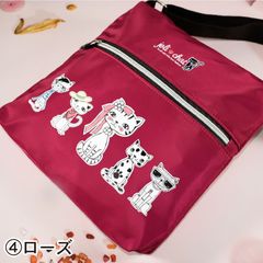 ショルダーバッグ　色ローズ　キッズ　女の子　レディース　かわいい　猫グッズ　ねこ　ネコ　斜めがけ　内ポケット　通勤　通学