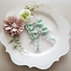 ヘアアクセサリー 推し活リボン 2個セット 推しカラー 推し事 ヘアアレンジ アイドル パステルグリーン ミント 参戦アクセ 結婚式 卒業式 入学式 ラッピング