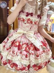 【古董人形館】 いちごクリームブーケ ロリータドレスセッド 3点 甘ロリ 古董人形館】 いちごクリームブーケ ロリータドレスセッド 3点 甘ロリ