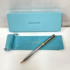 TIFFANY＆Co. ティファニー Tクリップボールペン 青インク 保存袋・箱付き 筆記具 中古 005001