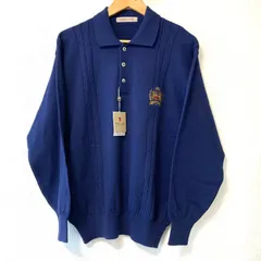 新品タグ付き◎ (^w^)b BAY HILL CLASSIC ベイヒルクラシック ウール100% ハーフボタン 長袖 ニット トレーナー セーター ゴルフウェア golf トップス レナウン 紳士 ネイビー メンズ 男性 サイズM