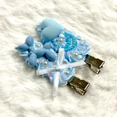 【No.100】前髪クリップ ホイップデコ 水色