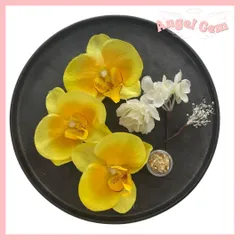 黄色3 胡蝶蘭髪飾り 水引 和玉 成人式 結婚式 卒業式 和装前撮り 振袖 袴