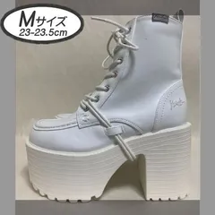♡新品未使用・美品♡ Mサイズ（23cm -23.5cm）　ヨースケ YOSUKE 厚底ブーツ レースアップブーツ レディース ショートブーツ 編み上げブーツ 白 約10cm ヒール MY1016-446