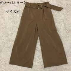 【美品】 グローバルワーク ワイドパンツ Mサイズ 濃ベージュ 後ろゴム