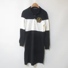 C397　Ralph Lauren　sport　ラルフローレン　シャツワンピ　ワンピース　ポロシャツ　S　長袖　ブラック