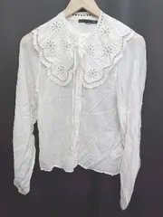 ◇ ◎　⊂　Φ Heather ヘザー 2WAY　シースルー 長袖 シャツ サイズF ホワイト レディース P  【1409090034633】