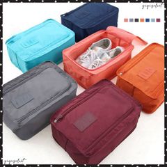 シューズポーチ 持ち運び トラベルグッズ持ち手付き くつ入れ シンプル 携帯用便利ケース 大容量 旅行用シューズケース ファスナー式開閉 小物入れ コンパクト海水浴靴収納ケース 無地シューズバッグ 整理整頓 ケース