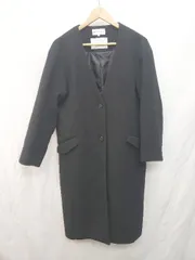 ◇ GLOBAL WORK グローバルワーク ロング ウール混 ノーカラー 長袖 コート サイズL ブラック レディース P  【1404250008189】