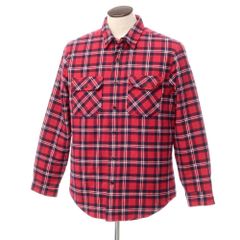 【中古】シュプリーム Supreme 2019年秋冬 Arc Logo Quilted Flannel Shirt チェック 中綿 ネルシャツ レッドxネイビー【サイズL】【メンズ】