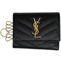 【在庫一掃】 サンローラン SAINT LAURENT ロゴ 6連 キーケース 鍵入れ キーケース レザー ブラック 580656 レディース 【中古】