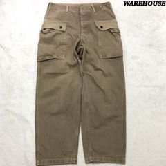 WAREHOUSE M-44 USMC HERRINGBONE MONKEY PANTS ミリタリーカーゴパンツ モンキーパンツ ヘリンボーン ボタンフライ W32 緑系 カーキグリーン オリーブ ウエアハウス