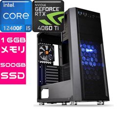 ゲーミングPC RTX4060Ti intel 12世代 Core i5 12400F SSD 500GB 16GB カスタム BTO デスクトップパソコン