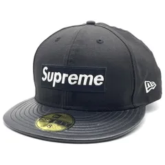 SUPREME シュプリーム 12AW Leather Visor Box Logo New Era レザーバイザー ボックスロゴニューエラ ベースボールキャップ ブラック Size 8 (63.5cm)