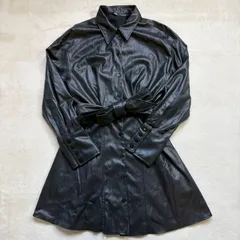 ZARA （ザラ） フェイクレザーワンピース ベルト付きエコレザーシャツワンピース レディースS-Mサイズ