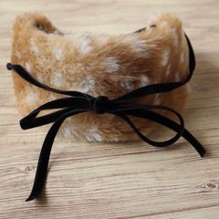 ファーヘアバンド（リボンで結ぶタイプ・バンビ柄）
