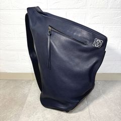LOEWE ロエベ アナグラム アントン スリング レザー ボディバッグ 紺色 