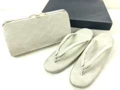【美品】草履 バッグ セット／Zori Sandals & Handbag Set 銀彩地紋 Mサイズ 留袖 訪問着 成人式 結婚式 和装フォーマル