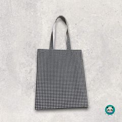 ハンドメイド　ギンガムチェックトートバッグ　エコバッグ　マチなし　縦長　シンプル