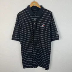 90s TOMMY HILFIGER トミーヒルフィガー ポロシャツ 半袖 総柄 刺繍ロゴ ブラック Lサイズ メンズ 古着 アメカジ シティーボーイ スポーツMIX