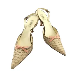 【BIGお買い物ラリー★30%OFFセール中】プラダ PRADA ミュールパイソン パイソン×ピンク レディース 中古 最大30％OFF☆年越しセール】プラダ PRADA ミュール パイソン パイソン