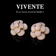 イヤリング 中世風 ヴィンテージ シェル フラワー 銅メッキ パール 高級感XuA762