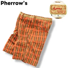 フェローズ Pherrow’s 総柄 イージーショーツ ショートパンツ 短パン ハーフパンツ ハーパン L オレンジ系 メンズのサムネイル